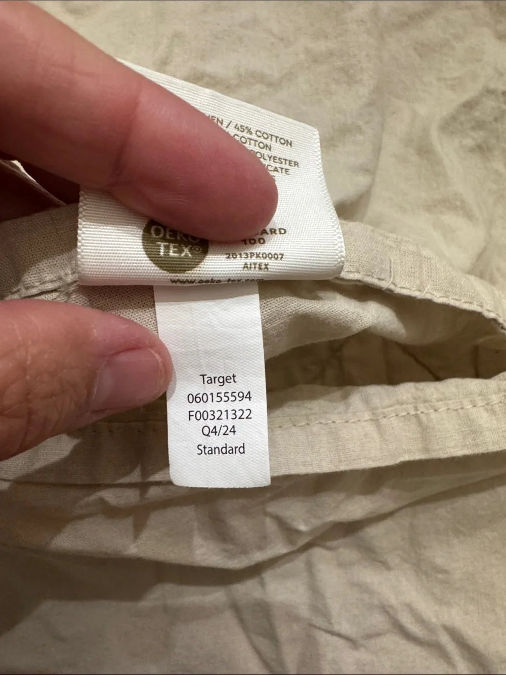 2 Threshold Standard Diamond Stitch Cotton Linen Quilt Sham-Khaki